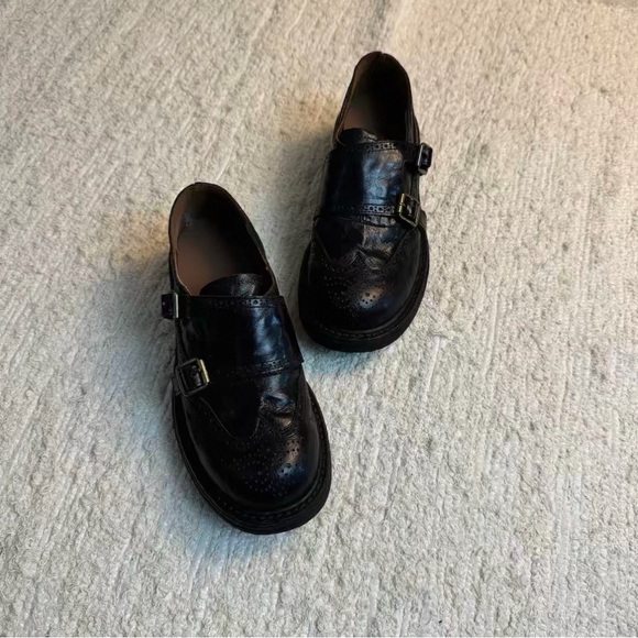 Black Leather Oxford Loafers Shoes - Picture 3 of 6